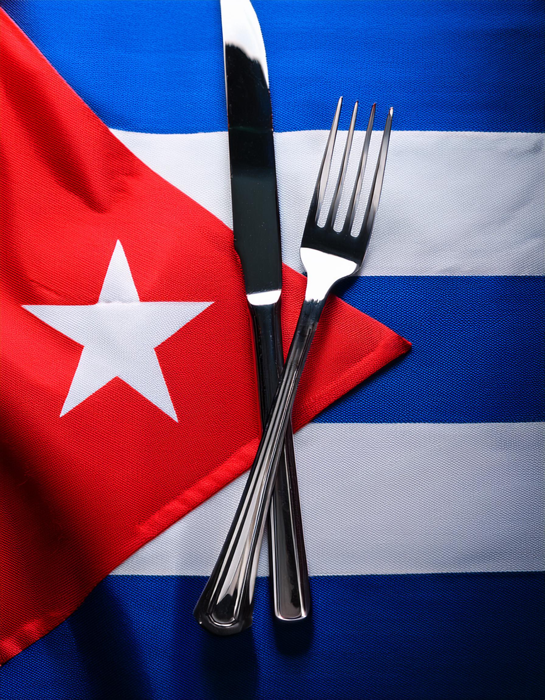 Kubanische Flagge mit Besteck